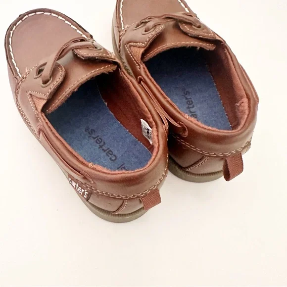 Carter's Toddler Boy Slip-On Faux Leather Baux Boat Shoes Brown 8 - Picture 6 of 9